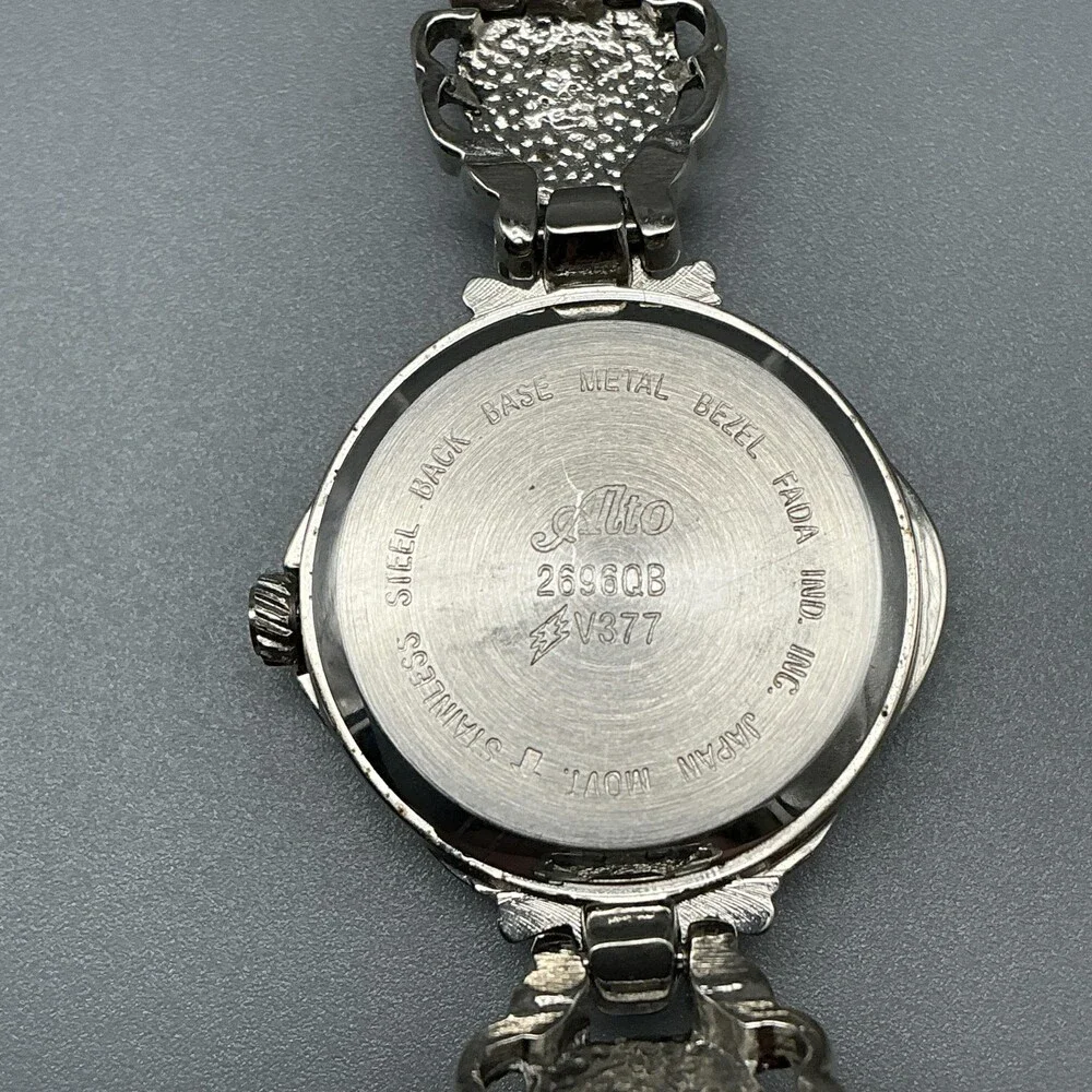 Alto Marcasite Womens Watch 24mm Silver Tone Dress Bracelet New Battery 7.25